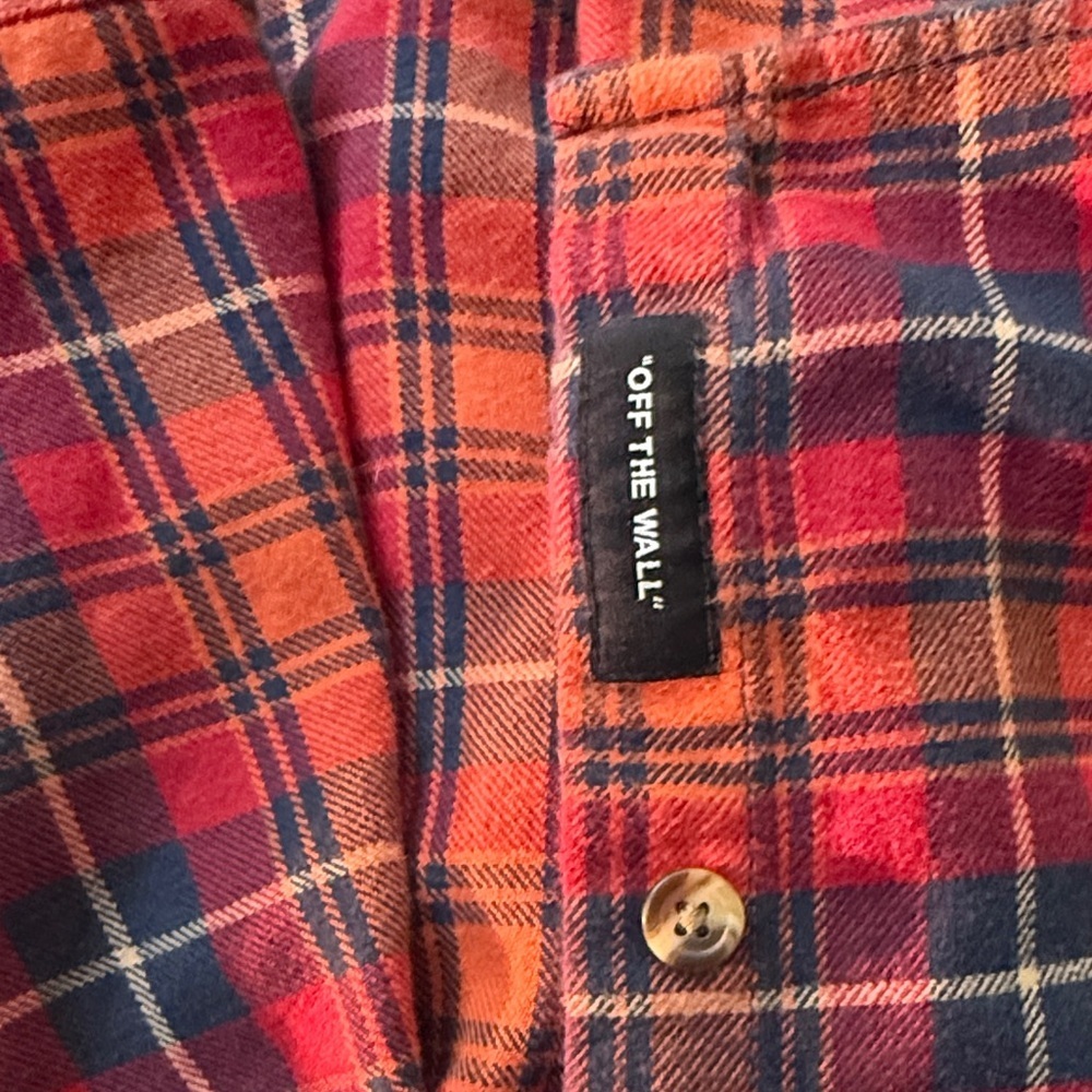 Vans, Red Plaid Men's Shirt, XL - Picture 7 of 7